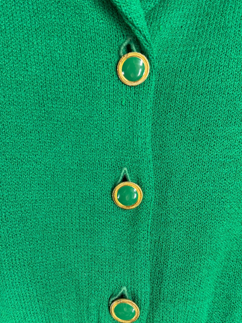 Vintage St John Kelly green 1980s pleated dress shirtwaist 12 - Picture 4 of 9
